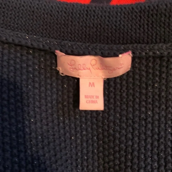 Lilly Pulitzer Navy Peplum Cardigan - Picture 6 of 7